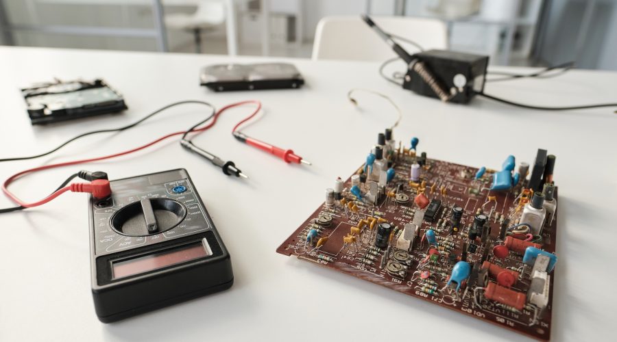 Motherboard of computer and transmission device on desk